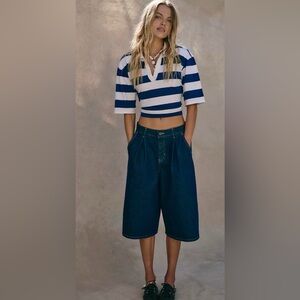 Free People CRVY Antonia Culotte Jeans. NWT. Inky indigo